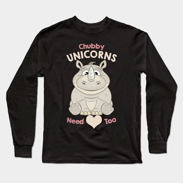 chubby unicorns need love too Long Sleeve T-Shirt by hanespace